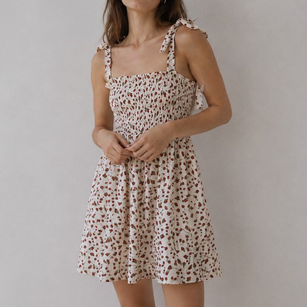 Reformation Seabreeze Mini Dress Womens S Floral Sleeveless Square Neck